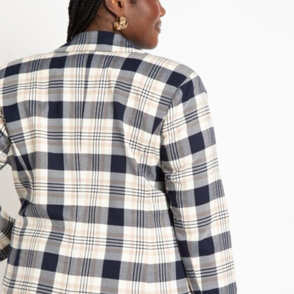 eloquii long plaid blazer - Picture 2 of 7